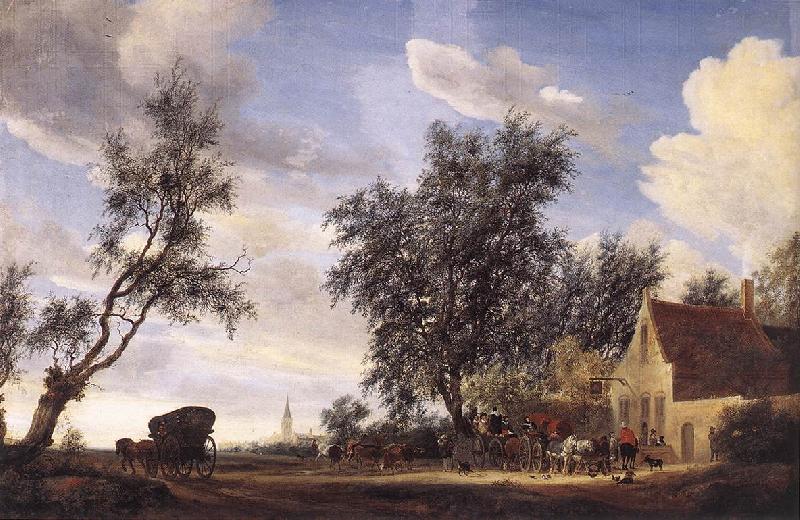 RUYSDAEL, Salomon van Halt at an Inn af oil painting image